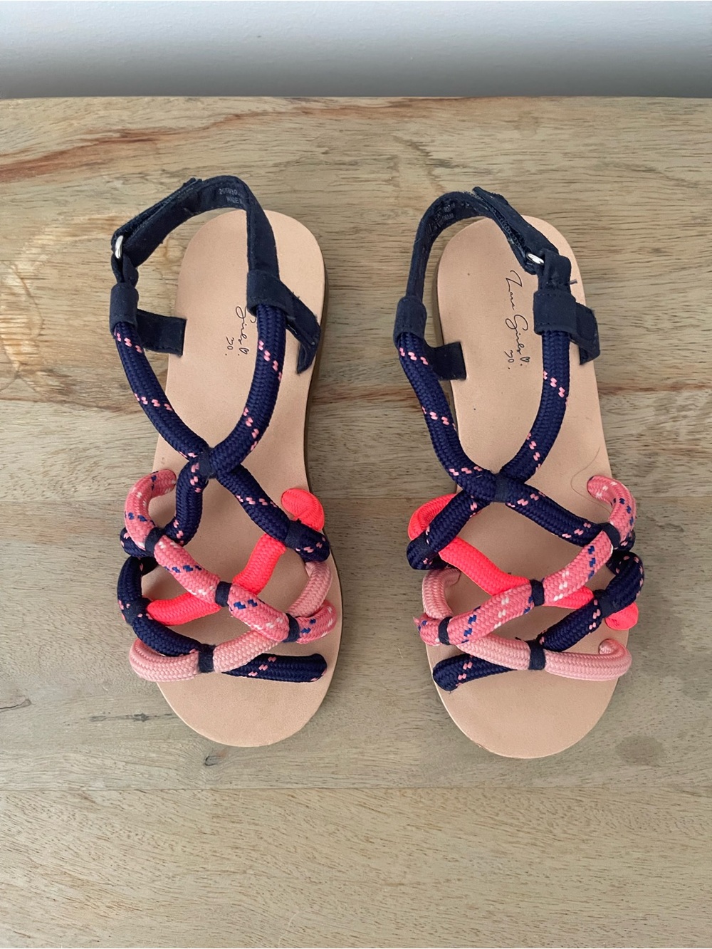 Zara kids Navy and Coral Rope Strap Sandals